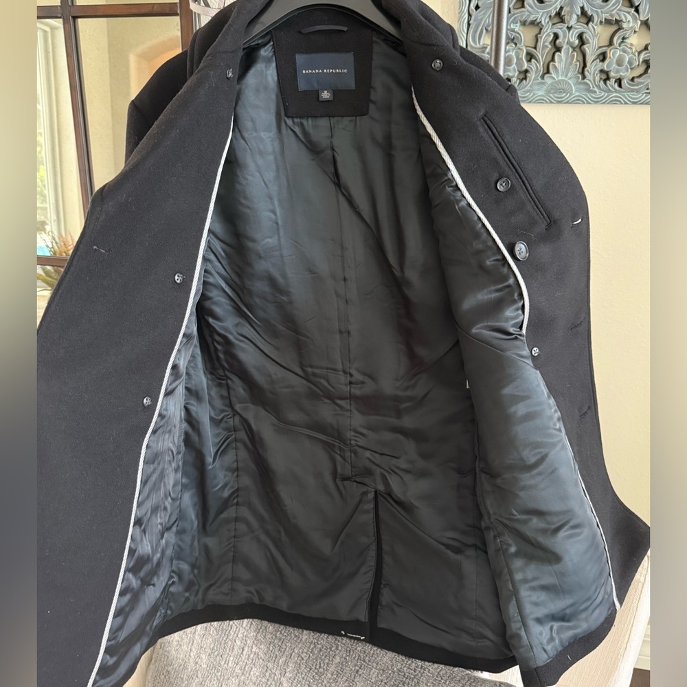 Banana Republic Men’s Double Breasted Wool Pea Coat - Picture 2 of 4